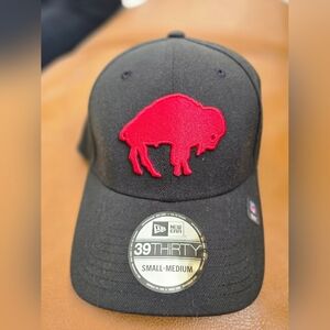 New Era Black Hat with Red Buffalo Logo